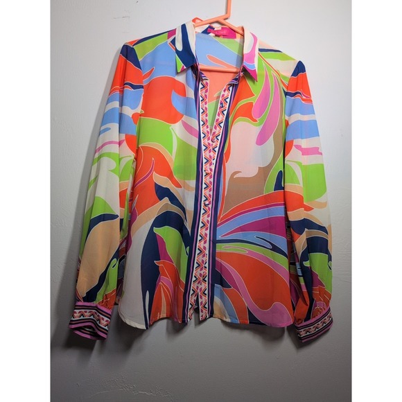 Flying Tomato Button Up Top Paisley‎ Long Sleeve Women Size S - Picture 2 of 8